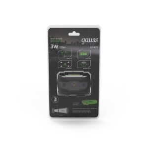 Фонарь Gauss налобный 3W 130LM LI-ION 600MAH