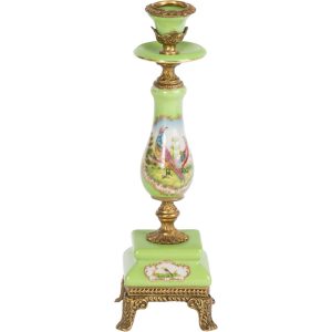Подсвечник Glasar фарфоровый зеленый 7х7х23 см