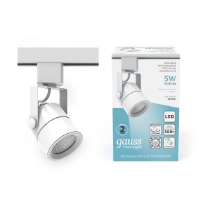 Трековый однофазный светильник Gauss LED, 4000К, 400 Лм, цвет белый, форма цилиндр, 5Вт, 55X76X145мм