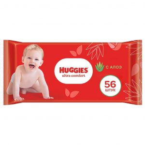 Салфетки влажные детские Huggies Ультра комфорт с алоэ 56 шт