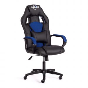 Кресло компьютерное TC Driver искусственная кожа черное с синим 55х49х126 см
