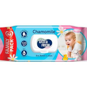 Салфетки влажные Ultrafresh для детей и мам с клапаном 120 шт