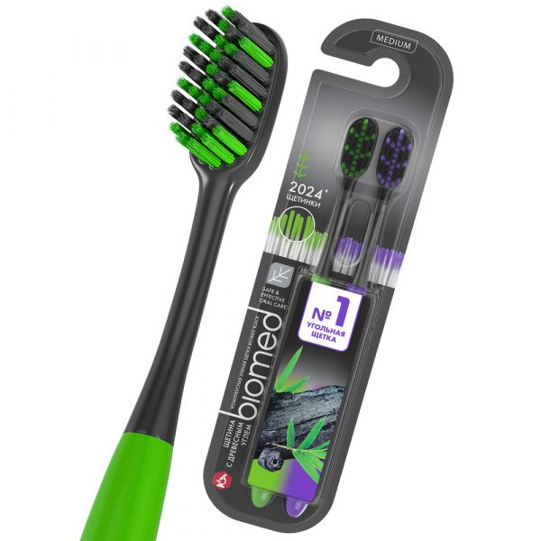 Комплексная зубная щетка BIOMED BLACK, набор 2 шт