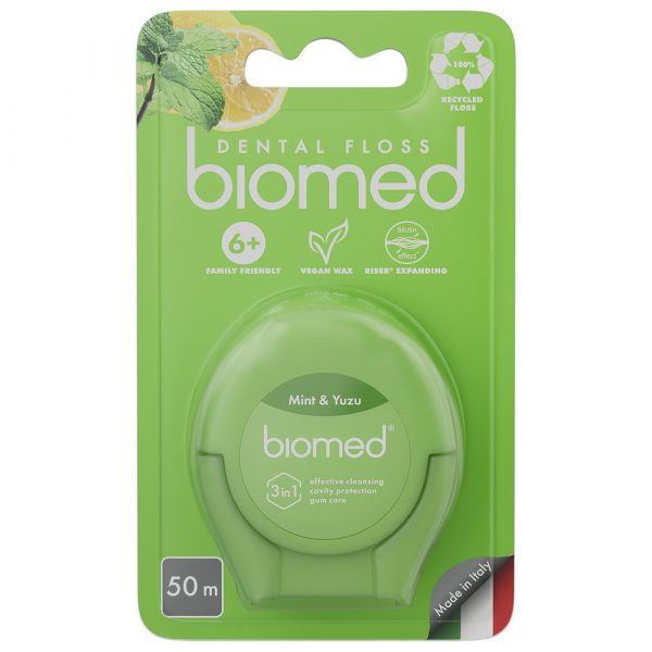 Зубная нить Biomed МЯТА и ЮДЗУ EMEA(23stRU) 50 м со стикером