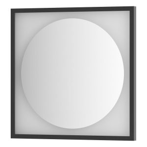 Зеркало Defesto с LED-подсветкой без выключателя 12 W теплый белый свет, черная рама 60x60 см