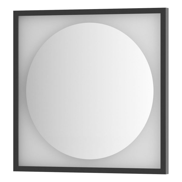 Зеркало Defesto с LED-подсветкой без выключателя 12 W теплый белый свет, черная рама 60x60 см