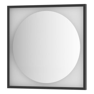 Зеркало Defesto с LED-подсветкой без выключателя 15 W теплый белый свет, черная рама 70x70 см