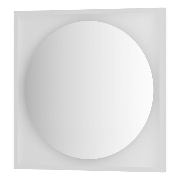 Зеркало Defesto с LED-подсветкой без выключателя 15 W теплый белый свет, белая рама 70x70 см