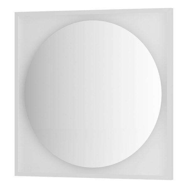 Зеркало Defesto с LED-подсветкой без выключателя 18 W теплый белый свет, белая рама 80x80 см