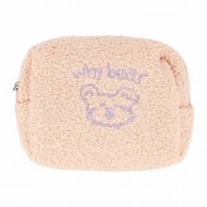 Косметичка Lady Pink персиковая с мишкой 18х7х12 см