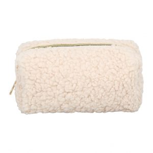 Косметичка Lady Pink плюшевая бежевая 23,3х11,5х14 см