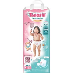 Трусики-подгузники для детей Tanoshi, размер L / 4 (9-14 кг), 44 шт, ультратонкие и дышащие