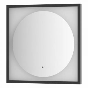 Зеркало Defesto Еclipse 60х60 12W черная рама, с LED-подсветкой, ИК выключатель, нейтральный свет DF 2221R