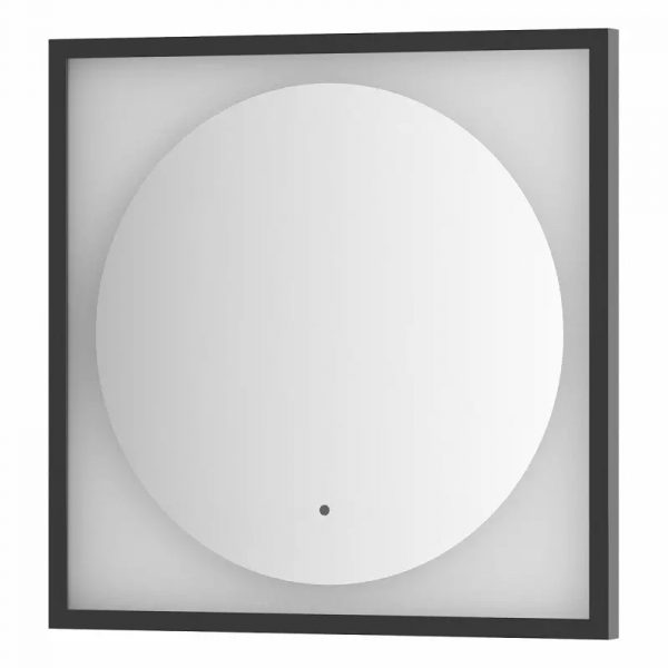 Зеркало Defesto Еclipse 60х60 12W черная рама, с LED-подсветкой, ИК выключатель, нейтральный свет DF 2221R