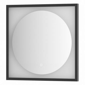 Зеркало Defesto Еclipse 60х60 12W черная рама, с LED-подсветкой, сенсорный выключатель, нейтральный свет DF 2221S