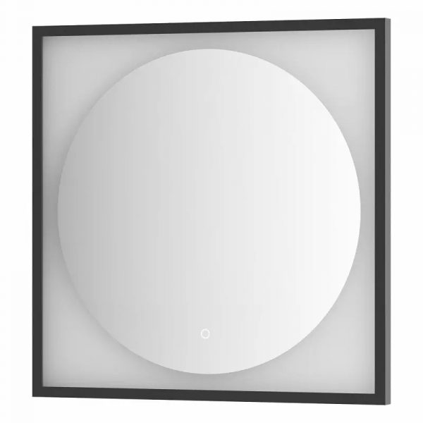 Зеркало Defesto Еclipse 70х70 15W черная рама, с LED-подсветкой, сенсорный выключатель, нейтральный свет DF 2222S