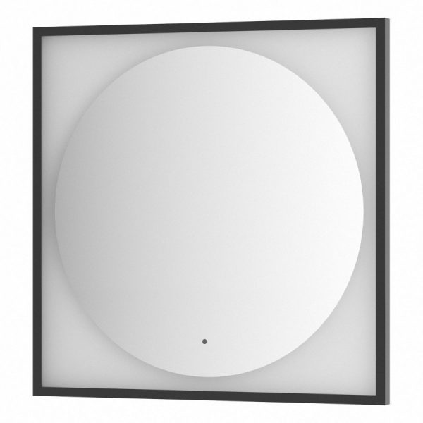 Зеркало Defesto Еclipse 80х80 18W черная рама, с LED-подсветкой, ИК выключатель, нейтральный свет DF 2223R