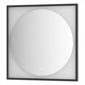 Зеркало Defesto Еclipse 80х80 18W черная рама, с LED-подсветкой, сенсорный выключатель, нейтральный свет DF 2223S
