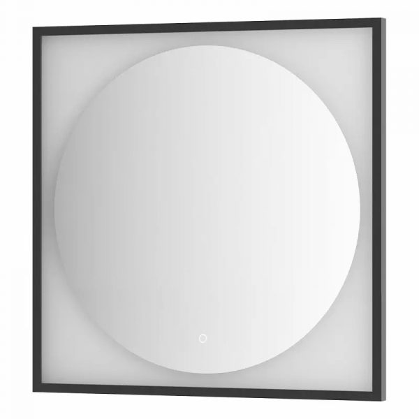 Зеркало Defesto Еclipse 80х80 18W черная рама, с LED-подсветкой, сенсорный выключатель, нейтральный свет DF 2223S