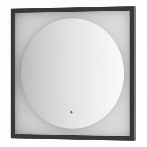 Зеркало Defesto Еclipse 60х60 12W черная рама, с LED-подсветкой, ИК выключатель, теплый свет DF 2231R