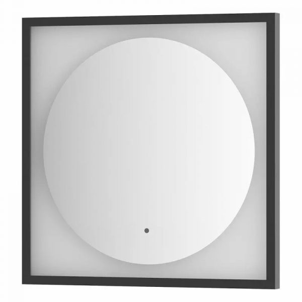 Зеркало Defesto Еclipse 60х60 12W черная рама, с LED-подсветкой, ИК выключатель, теплый свет DF 2231R