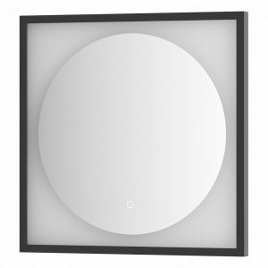Зеркало Defesto Еclipse 60х60 12W черная рама, с LED-подсветкой, сенсорный выключатель, теплый свет DF 2231S