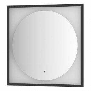 Зеркало Defesto Еclipse 70х70 15W черная рама, с LED-подсветкой, ИК выключатель, теплый свет DF 2232R