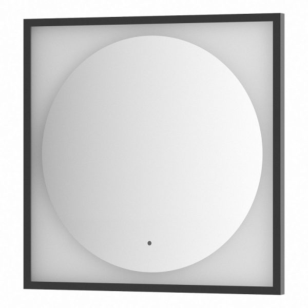 Зеркало Defesto Еclipse 70х70 15W черная рама, с LED-подсветкой, ИК выключатель, теплый свет DF 2232R