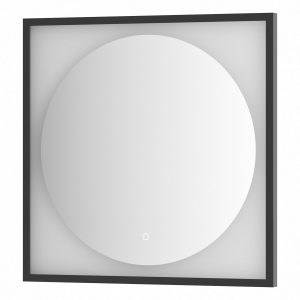 Зеркало Defesto Еclipse 70х70 15W черная рама, с LED-подсветкой, сенсорный выключатель, теплый свет DF 2232S