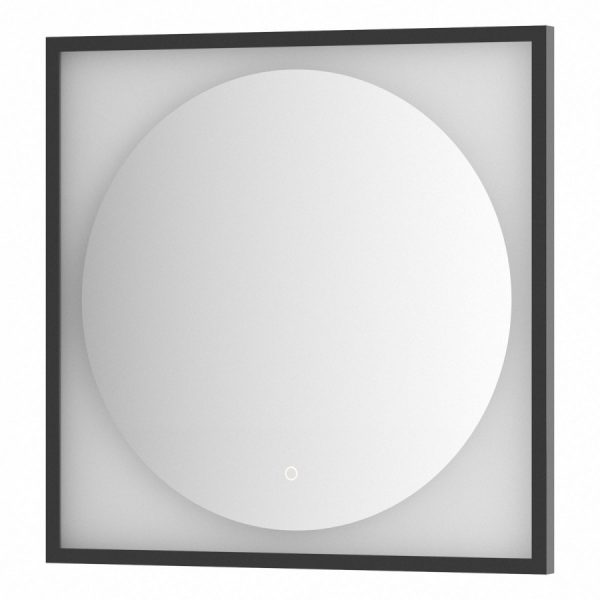 Зеркало Defesto Еclipse 70х70 15W черная рама, с LED-подсветкой, сенсорный выключатель, теплый свет DF 2232S