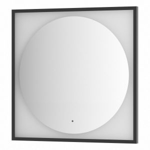 Зеркало Defesto Еclipse 80х80 18W черная рама, с LED-подсветкой, ИК выключатель, теплый свет DF 2233R