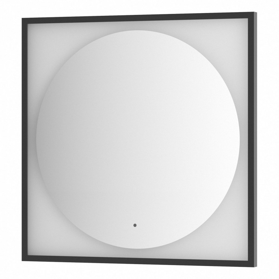 Зеркало Defesto Еclipse 80х80 18W черная рама, с LED-подсветкой, ИК выключатель, теплый свет DF 2233R