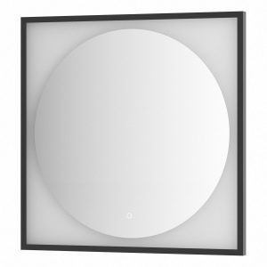 Зеркало Defesto Еclipse 80х80 18W черная рама, с LED-подсветкой, сенсорный выключатель, теплый свет DF 2233S