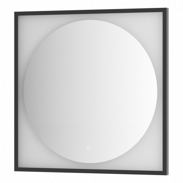 Зеркало Defesto Еclipse 80х80 18W черная рама, с LED-подсветкой, сенсорный выключатель, теплый свет DF 2233S