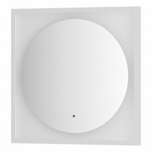 Зеркало Defesto Еclipse 60х60 12W белая рама, с LED-подсветкой, ИК выключатель, теплый свет