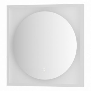 Зеркало Defesto Еclipse 60х60 12W белая рама, с LED-подсветкой, сенсорный выключатель, теплый свет