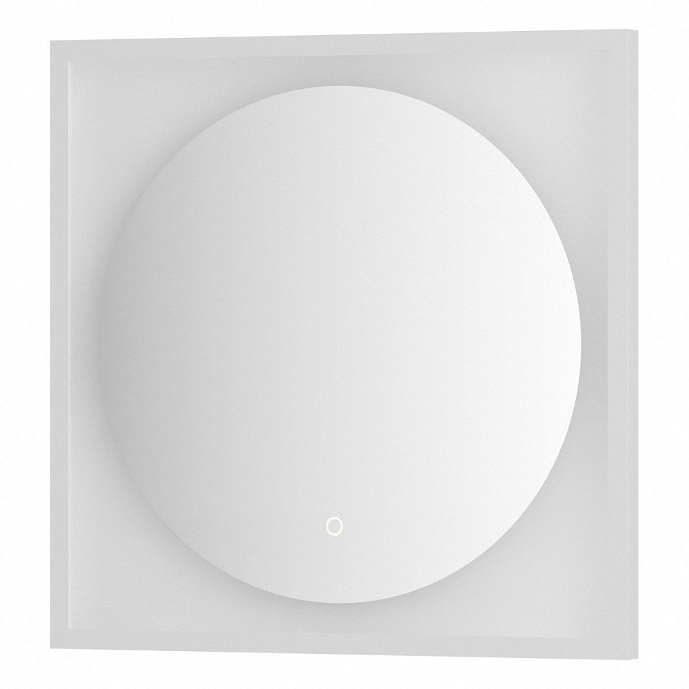 Зеркало Defesto Еclipse 60х60 12W белая рама, с LED-подсветкой, сенсорный выключатель, теплый свет