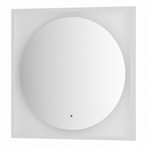 Зеркало Defesto Еclipse 70х70 15W белая рама, с LED-подсветкой, ИК выключатель, теплый свет