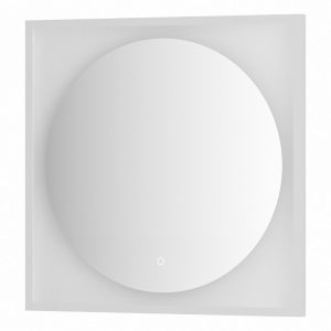 Зеркало Defesto Еclipse 70х70 15W белая рама, с LED-подсветкой, сенсорный выключатель, теплый свет