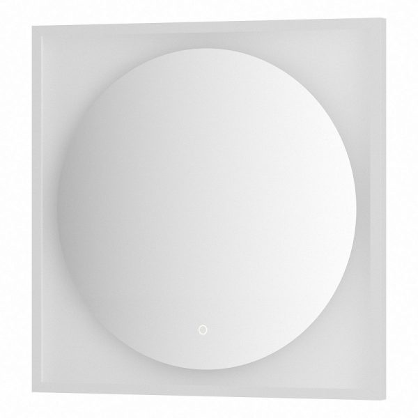 Зеркало Defesto Еclipse 70х70 15W белая рама, с LED-подсветкой, сенсорный выключатель, теплый свет