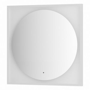 Зеркало Defesto Еclipse 80х80 18W белая рама, с LED-подсветкой, ИК выключатель, теплый свет