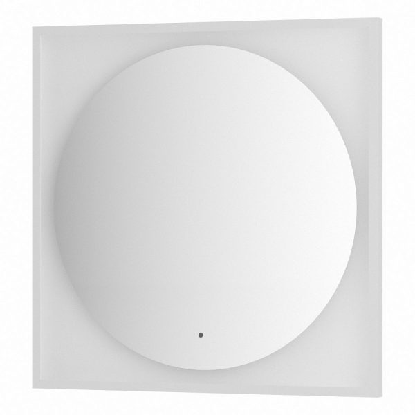 Зеркало Defesto Еclipse 80х80 18W белая рама, с LED-подсветкой, ИК выключатель, теплый свет