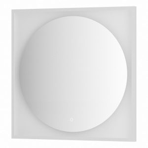 Зеркало Defesto Еclipse 80х80 18W белая рама, с LED-подсветкой, сенсорный выключатель, теплый свет