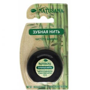 Нить зубная Natusana С маслом мяты и бамбуковым углем 50 м