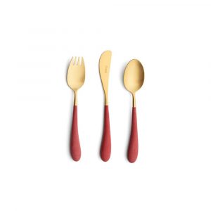 Набор столовых приборов Cutipol Alice red gold детский 3 предмета