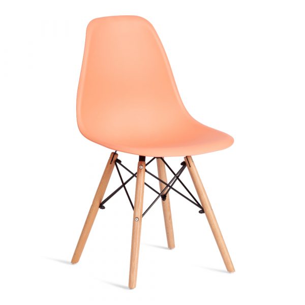 Стул ТС Cindy Chair пластиковый с ножками из бука оранжевый 45х51х82 см