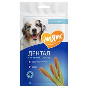 Лакомство Мнямс дентал для собак "Крученые палочки" с ягненком и мятой 70 г