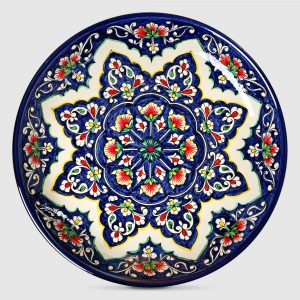 Ляган Риштанская керамика Узоры Риштанская роспись синяя 36 см 9093594