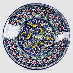 Ляган Риштанская керамика Цветы Риштанская роспись синяя 32 см 3554757