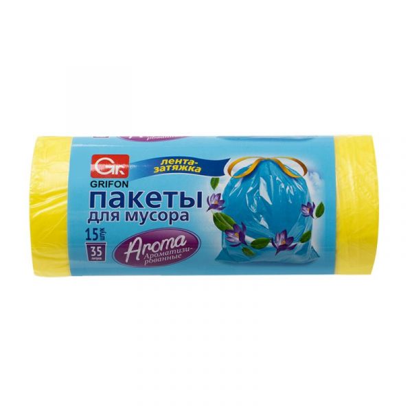 Пакеты для мусора с завязками Grifon 2слоя 35л 15шт